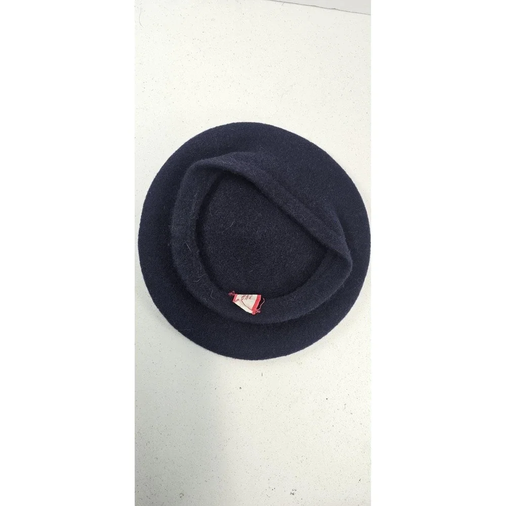 Vintage Navy Blue 100% Wool Beret Hat Made In Czechoslovakia French Style Cap - Picture 5 of 6